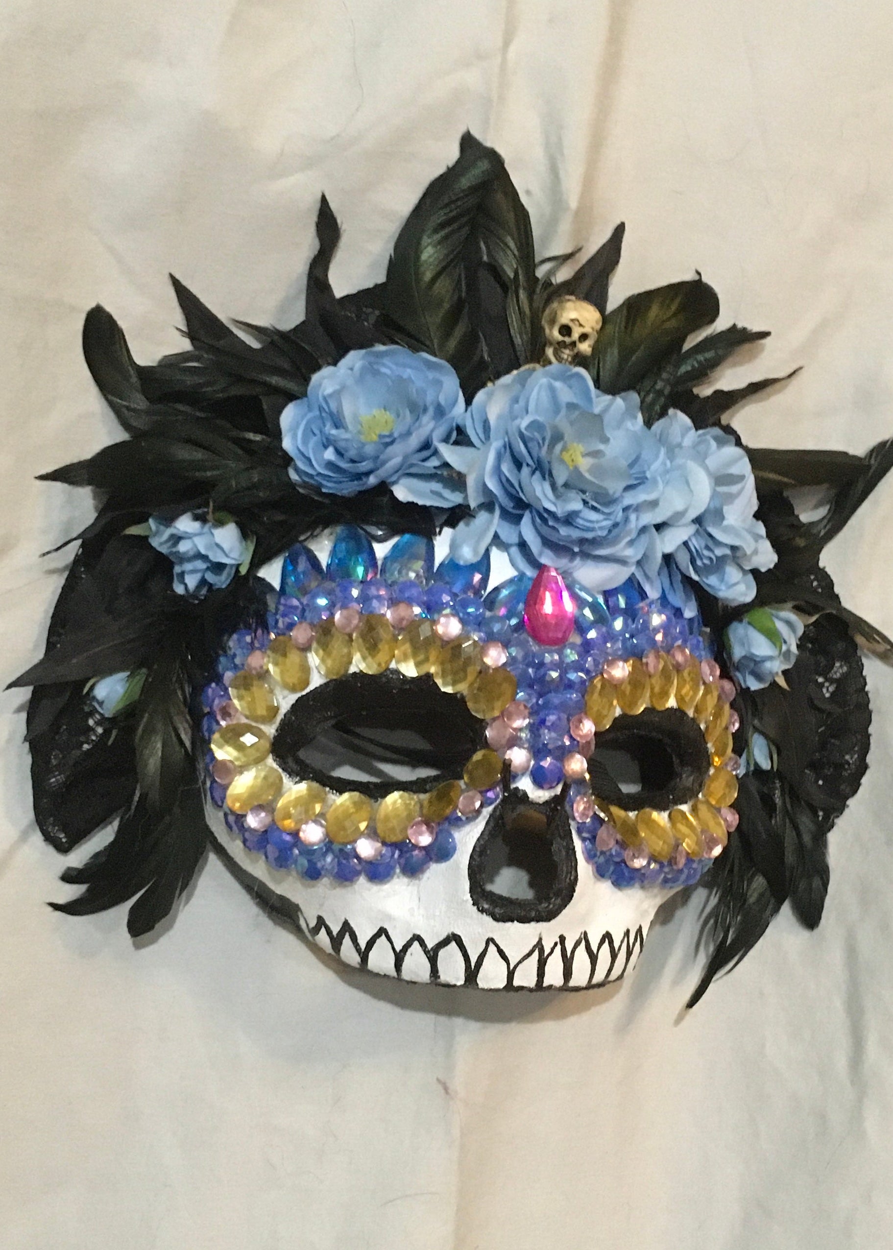Blue Jeweled Half Skull image 0